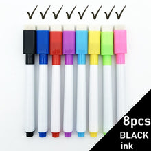 Load image into Gallery viewer, 8 Pcs/lot Colorful black School classroom Whiteboard Pen Dry White Board Markers Built In Eraser Student children's drawing pen
