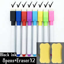 Load image into Gallery viewer, 8 Pcs/lot Colorful black School classroom Whiteboard Pen Dry White Board Markers Built In Eraser Student children's drawing pen
