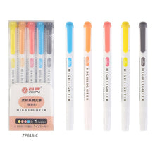 Load image into Gallery viewer, 5 Colors/box Double Headed Highlighter Pen Set Fluorescent Markers Highlighters Pens Art Marker Japanese Cute Kawaii Stationery
